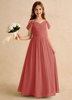 Azazie Chelo Junior Formal Flower Girl Klänningar Klä A-Linje i Chiffong Plisserad image1