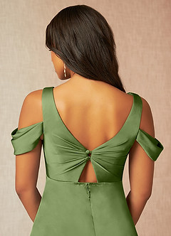 Azazie Rhea Maternity Bridesmaid Dresses A-Line Off-The-Shouler Pleated Stretch Satin Floor-Length Dress image7