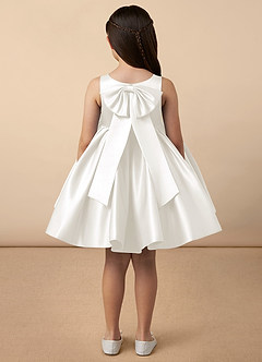 Azazie Bo Peep Flower Girl Dresses Ivory A-Line Bow Matte Satin Dress image4