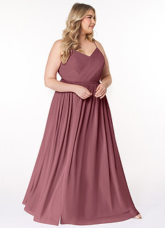 Azazie Cora Bridesmaid Dresses Desert Rose A-Line Pleated Chiffon Dress image9