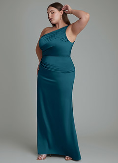 Azazie Akilah Brudtärnklänningar Klänning av Sjöjungfru i Stretch Satin One-shoulder Bläckblå image12
