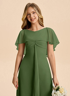 Azazie Selena Junior Olive A-Line Ruched Chiffon Dress image7