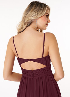 Azazie Yanelie Bridesmaid Dresses Cabernet A-Line Scoop Pleated Chiffon Dress image11