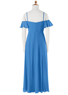 Azazie Juna Junior Blue Jay A-Line Off the Shoulder Chiffon Dress image7
