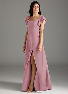 Azazie Bondi Bridesmaid Dresses Vintage Mauve A-Line Ruched Stretch Crepe Dress image4