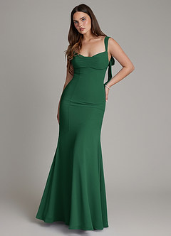Azazie Carlotta Bridesmaid Dresses Dark Green Mermaid Sweetheart Neckline Chiffon Dress image1