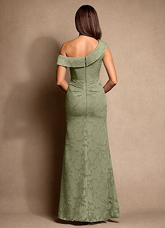 Azazie Hamptons Final Sale Pistachio A-Line Pleated Floral Burnout Dress image3
