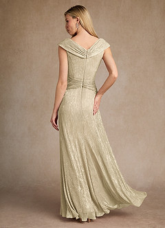 Azazie Warren At-home Try On Dresses Aquamarine A-Line Pleated Metallic Mesh Dress image4