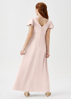 Azazie Soren Junior Abito A-Line in Raso Elasticizzato Increspato Rosa Rossore image6