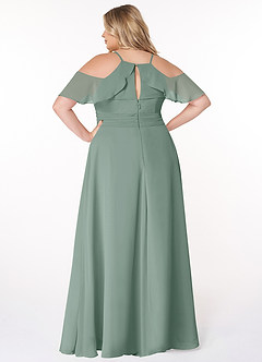 Azazie Dakota Bridesmaid Dresses Silver Sage A-Line V-Neck Pleated Chiffon Dress image8