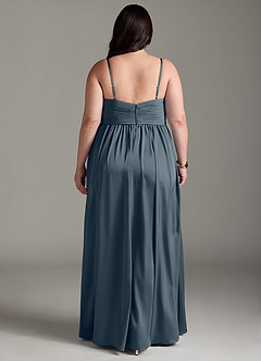 Azazie Alia Bridesmaid Dresses Twilight A-Line Pleated Stretch Satin Dress image9
