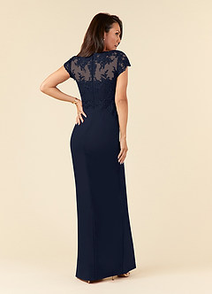 Azazie Carmen Mère de la mariée Robes Robe Fourreau en Dentelle Bleu Marine Foncé image3