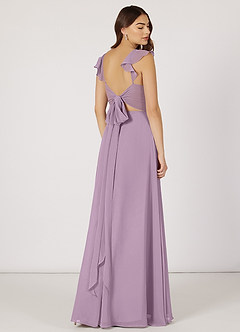 Azazie Everett Bridesmaid Dresses A-Line V-neck Ruched Chiffon Floor-Length Dress image3