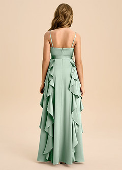 Azazie Peyton Junior Robe Trapèze en Satin extensible Plissée Agave image2