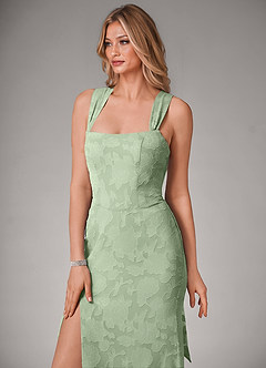 Azazie Luci Robes de demoiselle d'honneur Robe Sirène Convertible en Blumen-Burnout Plissée Vert Sauge image4