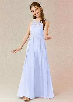 Azazie Bibiane Junior Lavender A-Line Pleated Chiffon Dress image4