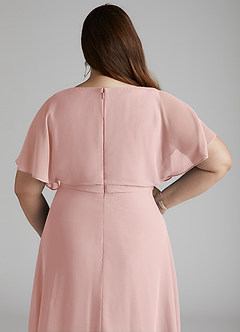 Azazie Aaliyah Robes de demoiselle d'honneur modestes Robe Trapèze Plissé à encolure dégagée Longueur ras du sol Mousseline de soie image10