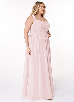 Azazie Zapheira Bridesmaid Dresses Blushing Pink A-Line Ruched Chiffon Dress image9