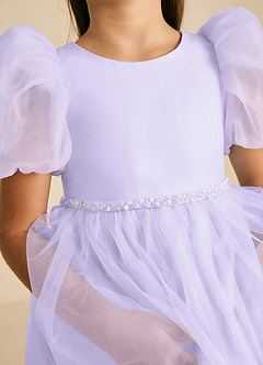Azazie Blondie Flower Girl Dresses Lilac A-Line with Sleeves Tulle Dress image5