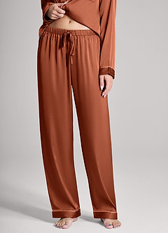 front Pyjama-Set aus Satin mit langen Ärmeln und Hose in passender Farbe