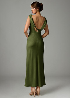 Azazie Kieryn Brautjungfernkleider Meerjungfrau-Linie Plissee Stretch-Satin Kleid Olivgrün image5