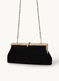 front Elegante, met strass verfraaide fluwelen handtas