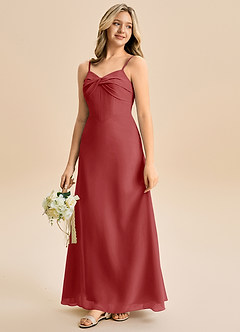 Azazie Jordyn Junior Vestido de Óxido de Gasa de Corte en A con Escote de Corazón image6