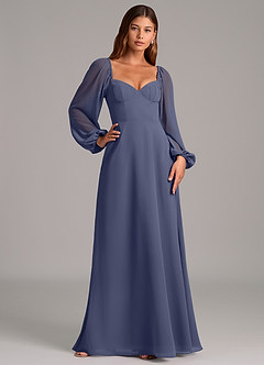 Azazie Annistyn Bridesmaid Dresses Stormy A-Line Long Sleeve Chiffon Dress image5