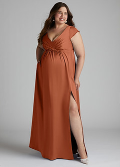 Azazie Allessia Brautjungfernkleider für Schwangere A-Linie Plissee Stretch-Satin Bodenlänge Kleid image10