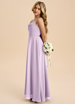 Azazie Shale Junior Frosted Lilac A-Line Bow Chiffon Dress image2