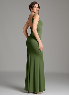 Azazie Gwen Bridesmaid Dresses Olive Mermaid Pleated Premium Stretch Jersey Dress image5