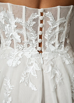 Azazie Aurorie Robes de mariée Robe Trapèze en Tulle Paillettes Blanc De Diamant image9