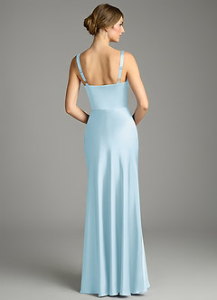 Azazie Alouette At-home Try On Dresses Sky Blue Mermaid Pleated Stretch Satin Dress image2