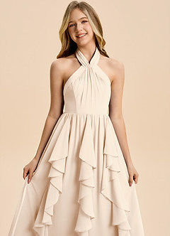 Azazie Daisy Junior White Alabaster A-Line Chiffon Dress image7