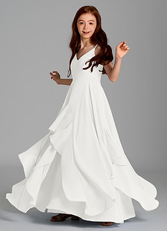 Azazie Karan Junior Vestido de Blanco de Gasa de Corte en A image5