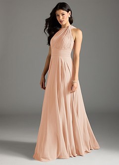 Azazie Charlize Bridesmaid Dresses English Rose A-Line One Shoulder Chiffon Dress image4