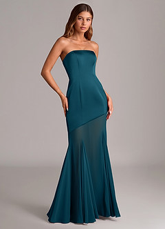 Azazie Uma Bridesmaid Dresses Ink Blue Mermaid Strapless Chiffon Convertible Dress image3