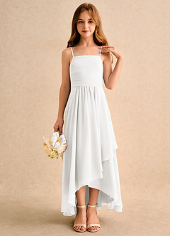 Azazie Twilight Dance Girls Formal Blumenmädchenkleider A-Linie Plissee Chiffon Kleid Elfenbein image5