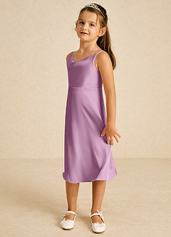 Azazie Zuzu Flower Girl Dresses Wisteria A-Line Spaghetti Strap Stretch Satin Dress image4