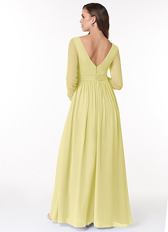 Azazie Teton Maternity Bridesmaid Dresses A-Line Long Sleeve Chiffon Floor-Length Dress image2