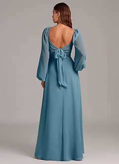 Azazie Annistyn Robes de demoiselle d'honneur Robe Trapèze en Mousseline de soie Manche longue Bermude image7