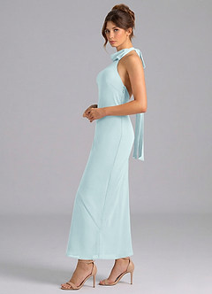Azazie Velli Bridesmaid Dresses Sea Glass Mermaid High Neck Chiffon Dress image4