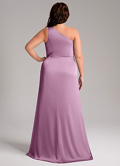 Azazie Phaedra Bridesmaid Dresses Wisteria A-Line One Shoulder Stretch Satin Dress image2
