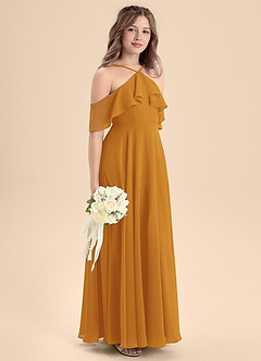 Azazie Tessabelle Junior Vestido de Caramelo de Gasa de Corte En A con Vestidos sin tirantes image5