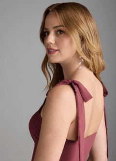 Azazie Lizet Bridesmaid Dresses Merlot A-Line Sweetheart Neckline Chiffon Dress image6