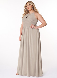 Azazie Bonnie Bridesmaid Dresses Frost A-Line Keyhole Ruched Chiffon Dress image8