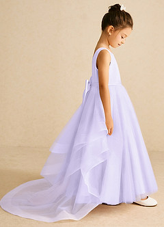 Azazie Pumpkin Flower Girl Dresses Lilac A-Line Convertible Tulle Dress image3