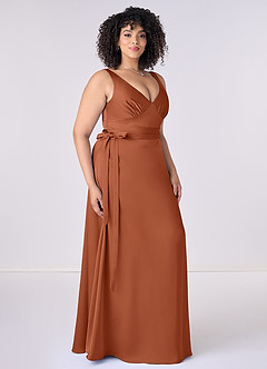 Barbie ♥ Azazie Final Sale Barbie Pink A-Line Bow Stretch Satin Dress image8