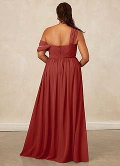 Christian Siriano Bridal for Azazie 1014 Bridesmaid Dresses Terracotta A-Line Off the Shoulder Chiffon Dress image17