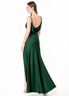 Azazie Alaija Brautjungfernkleider Meerjungfrau-Linie Seitliche Cut-Outs Stretch-Satin Kleid Dunkelgrün image1